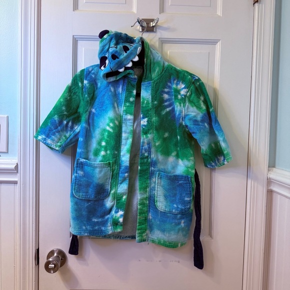 Vibrant Green and Blue Swim Coverup with Dinosaur Hood! - Picture 1 of 5